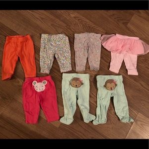 Bundle of 7 newborn girl pants